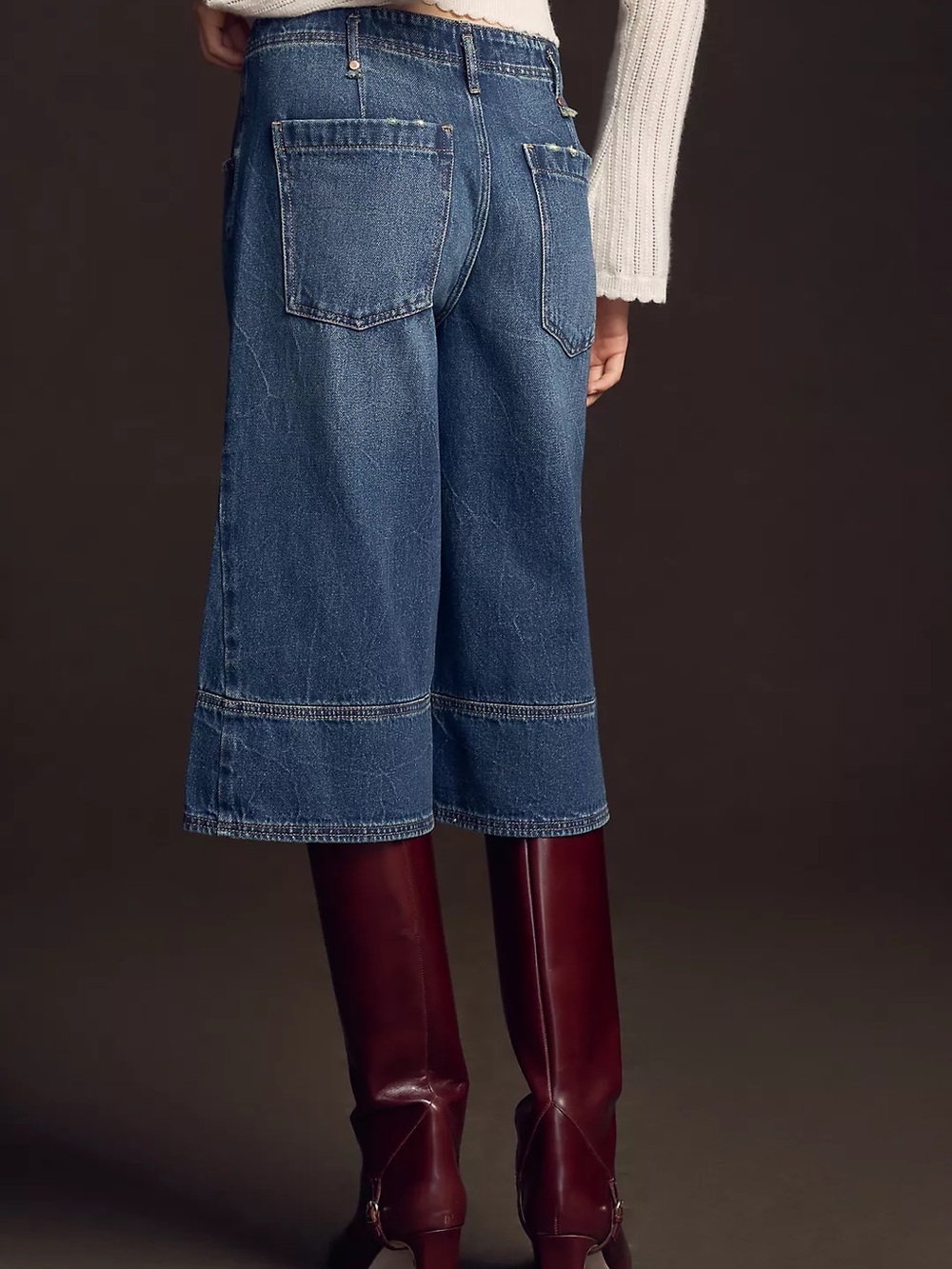 Anthropologie Pilcro Wide-Leg Denim Culotte Jeans in Medium Blue - Picture 2 of 5